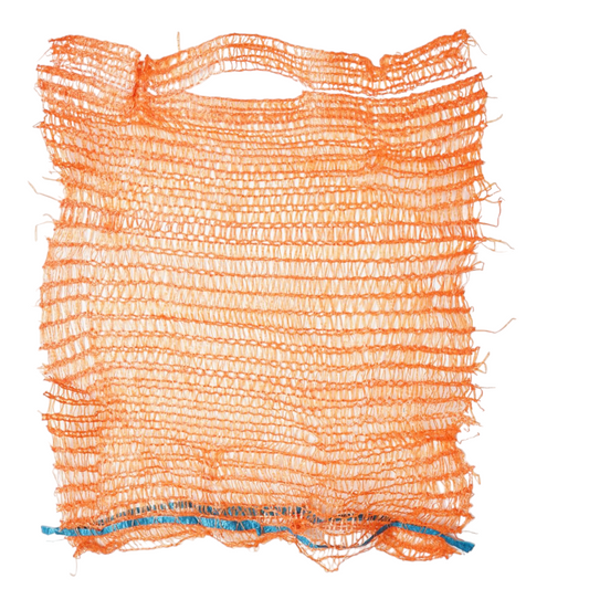 Zsák fogantyúval 270x350mm Raschel zöldségekhez 5Kg narancssárga fogantyúval