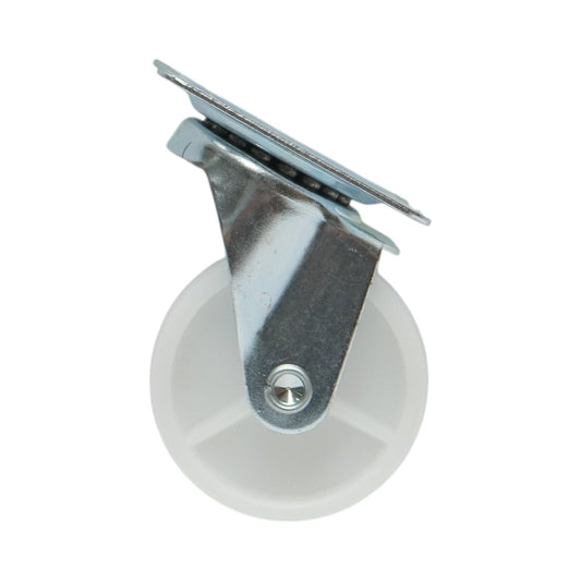 Forgó kerék 65x23mm fék nélkül, fehér polipropilén, acél lemez 70x58mm 35kg