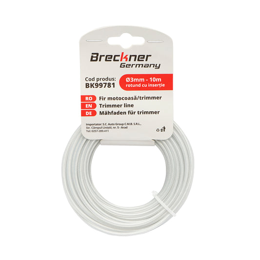 Fűkasza damil, kerek, fém betéttel 3mmx10m Breckner Germany