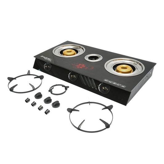 Tűzhely, 3 fémégő 2.5KW, üveg, biztonsági üveg 700x380x94mm Breckner Germany