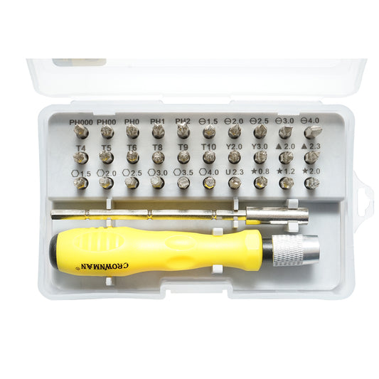Precíziós csavarhúzó készlet bitekkel, torx, hex 30 darab Crownman