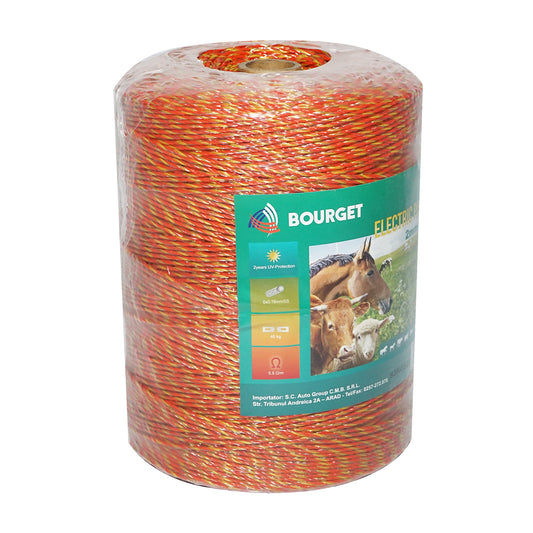 Sárga-piros drót 2mm 6x0.16mm SS, 1000m elektromos kerítés, ellenállás 5.5 Ohm Bourget