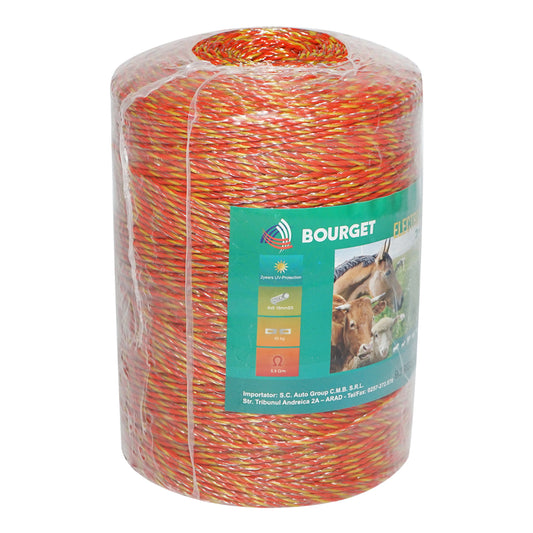 Sárga-piros drót 2mm 6x0.16mm SS, 500m elektromos kerítés, ellenállás 5.5 Ohm Bourget