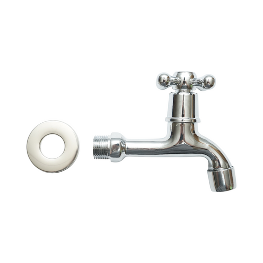 Vízcsap, falra szerelhető, rozsdamentes acél, fényezett króm