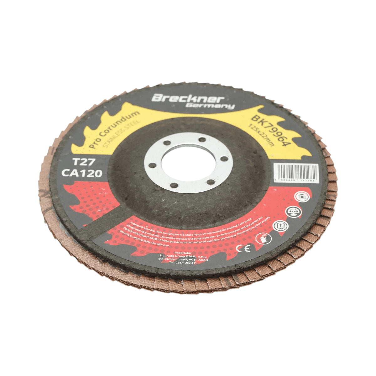 T27 T27 CA120, 125x22mm csiszolókorong rozsdamentes acél és fém csiszolásához/polírozásához Breckner Germany