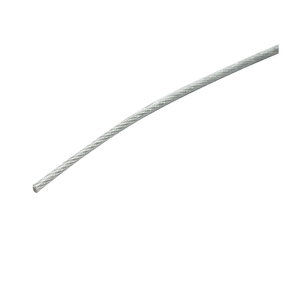 Horganyzott acélkábel 3 mm-es PVC köpennyel, 6x7+FC huzalok, maximális terhelés 230 kg, súly 5,07 kg, 250 m/tekercs.