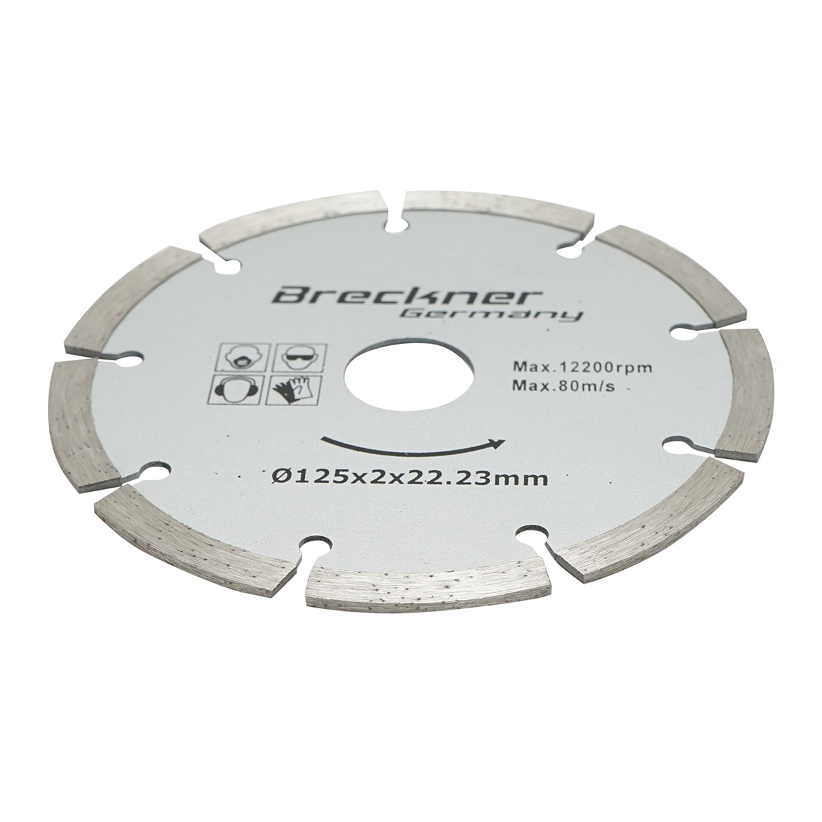 Gyémánt szegmentált szegmentált tárcsa 125x2x22x22.23mm száraz vágáshoz betonhoz és kerámiához Breckner Germany