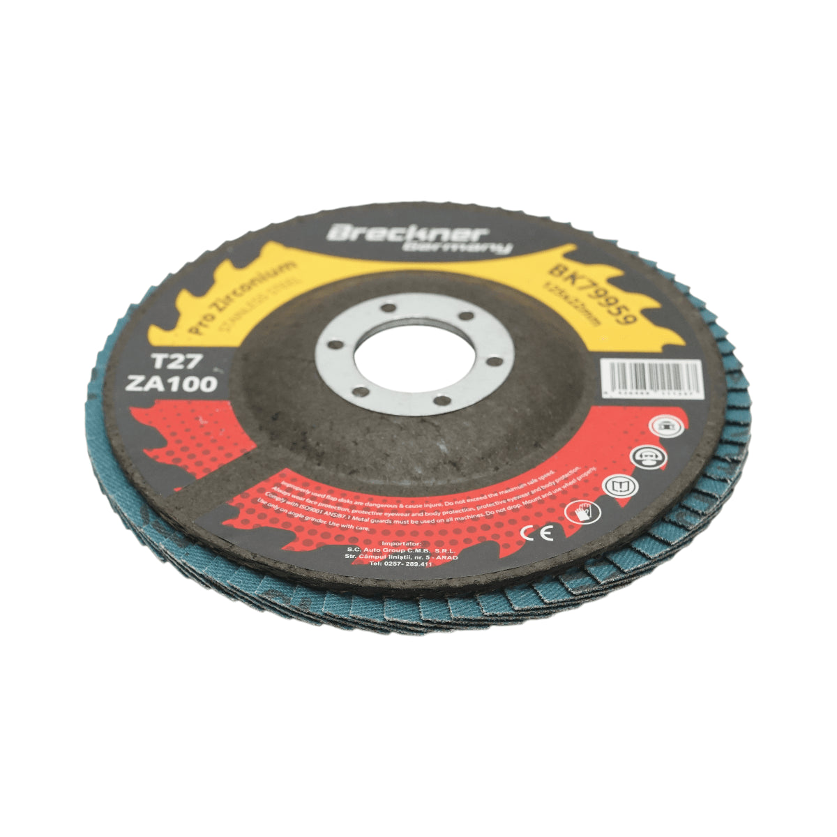 Cirkónium-dioxid csiszolókorong T27 ZA100, 125x22mm fém és rozsdamentes acél csiszolásához/polírozásához Breckner Germany