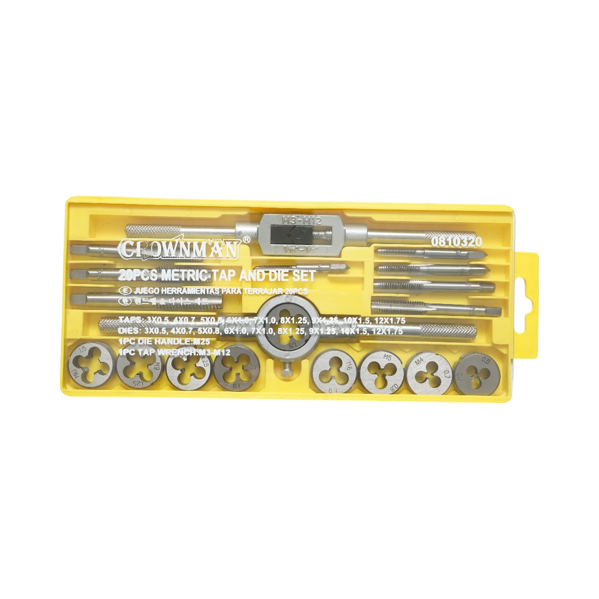 Crownman M3-M12mm metrikus menetvágó és menetvágó készlet 20 darab
