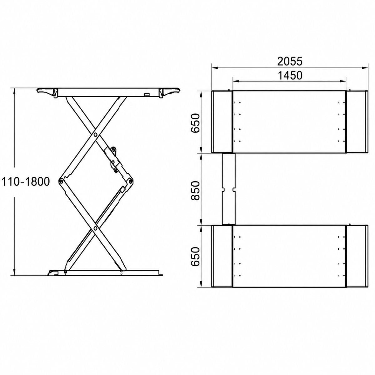 Elevator auto tip foarfeca 380V, 2.2kW, capacitate ridicare 3500kg, deblocare pneumatica, inaltime ridicare 110-1800mm