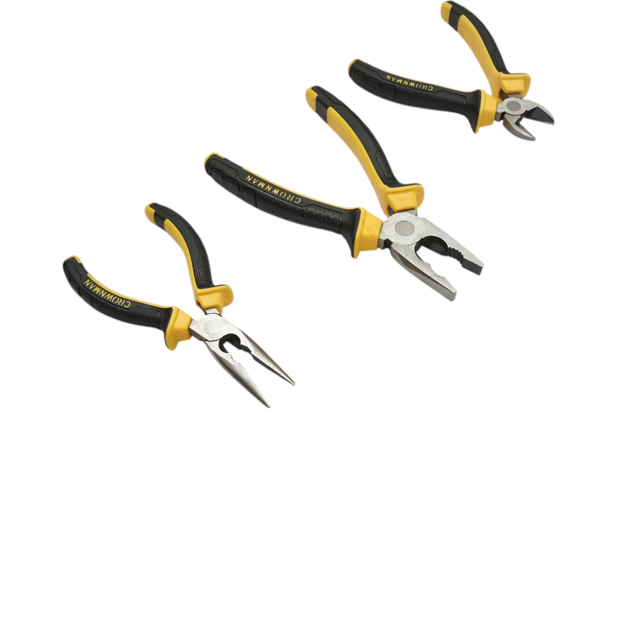 3 darabos szabadalmi kombinált fogókészlet 200mm, 165mm, 165mm, 165mm professzionális Crownman éles 165mm