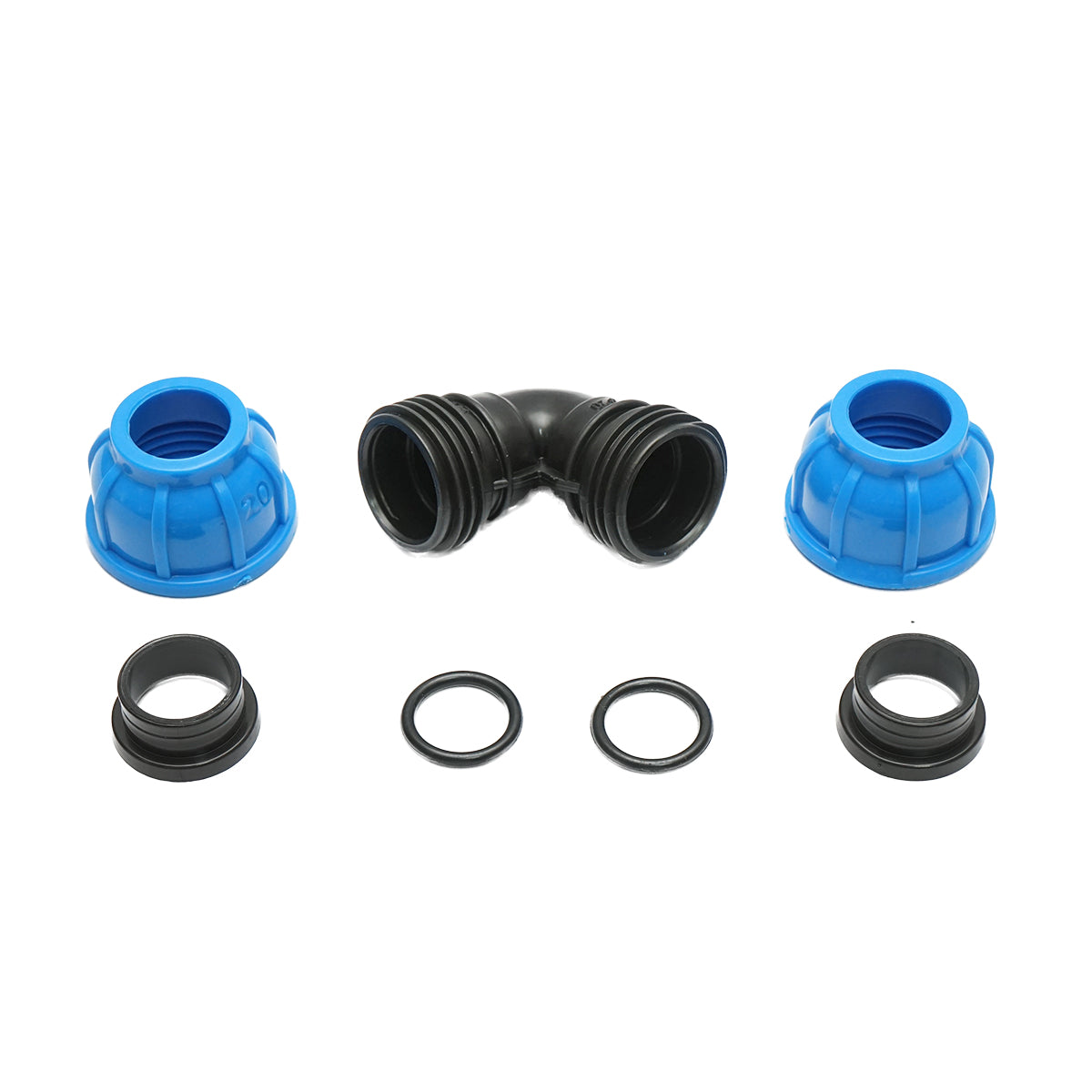D20x20mm PN16, öntözőrendszerekhez, tömörítő könyök D20x20mm, PN16