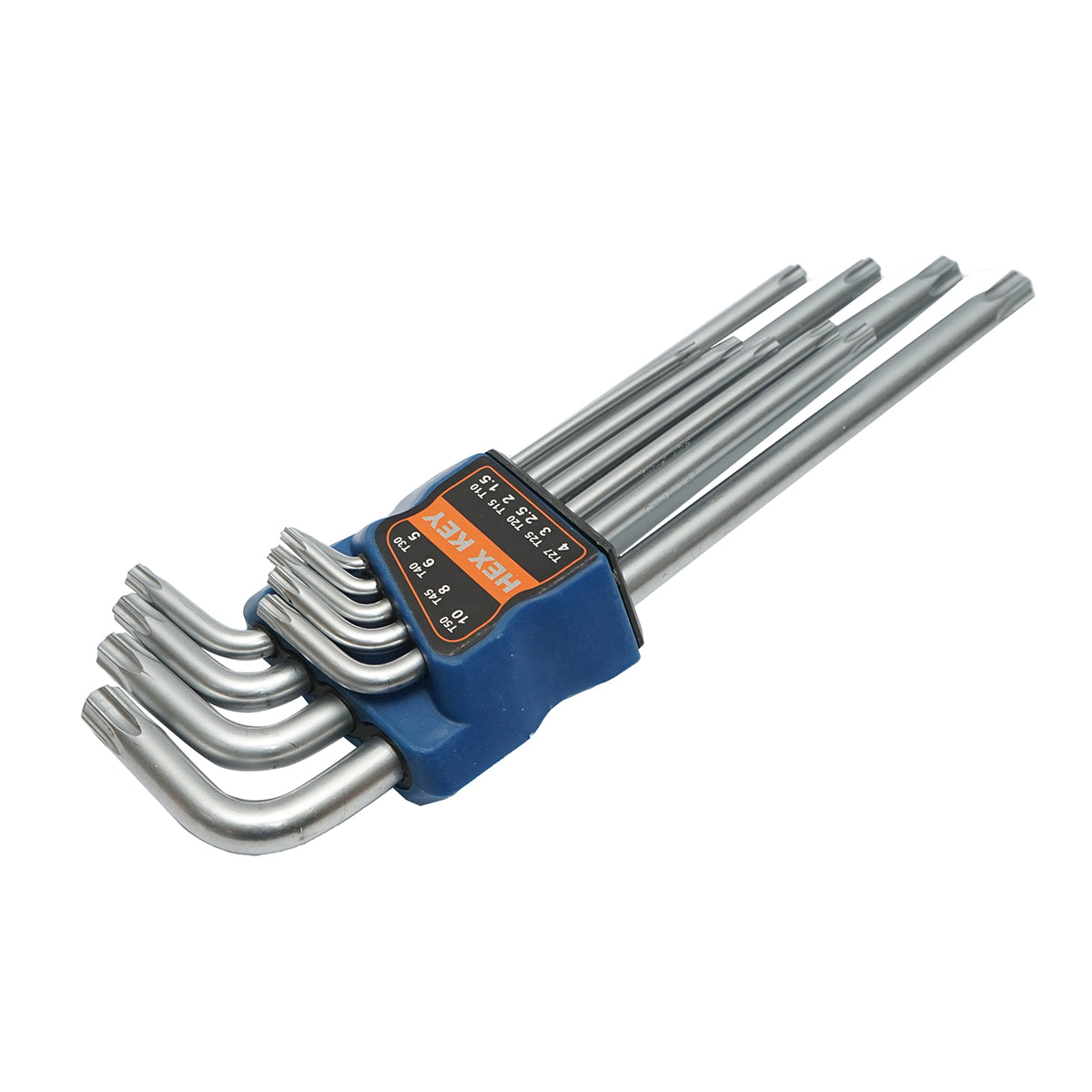 9 darab Torx T10-T50 (1,5-10 mm) hosszú karú T10-T50 dugókulcsos kulcskészlet Cr-V gömbfejjel