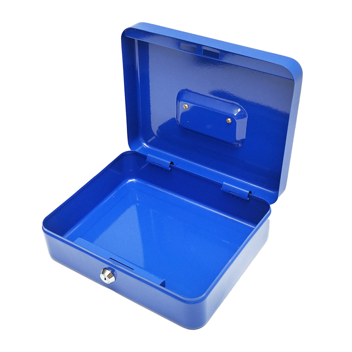 Fém pénztárgép zárral és 2 kulccsal kék 250x200x90mm