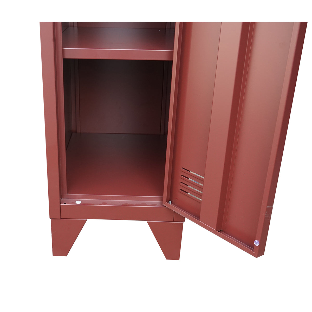 Barna fém szekrény, 1 ajtóval és 5 polccal 1700x300x450mm