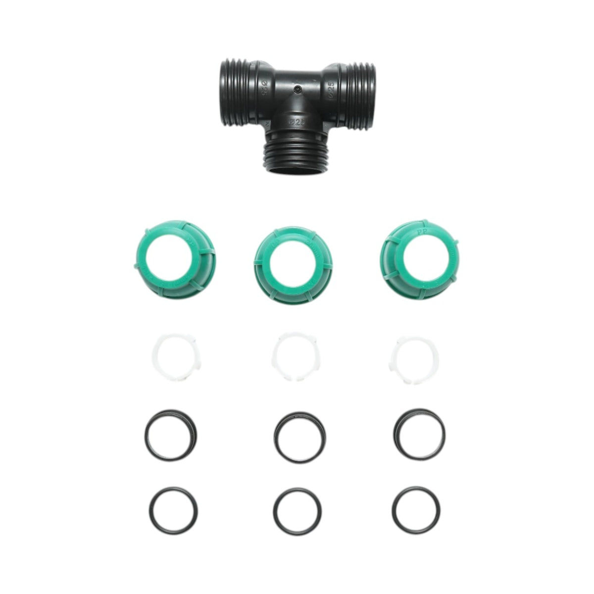 Egyenletes tömörítő cső D25x25x25mm PN10 rúd öntözőrendszerekhez