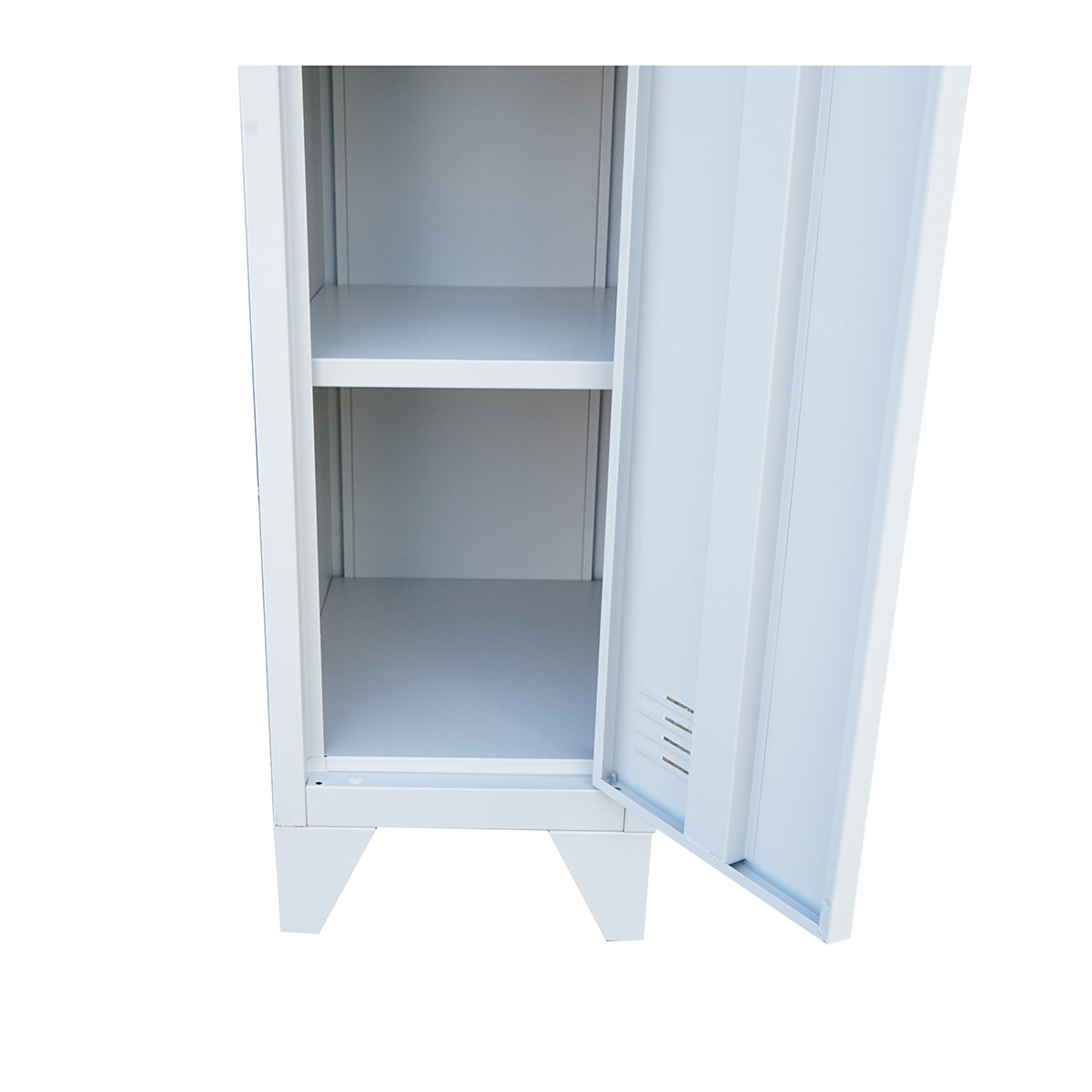 Szürke fém szekrény, 1 ajtóval és 5 polccal 1700x300x450mm