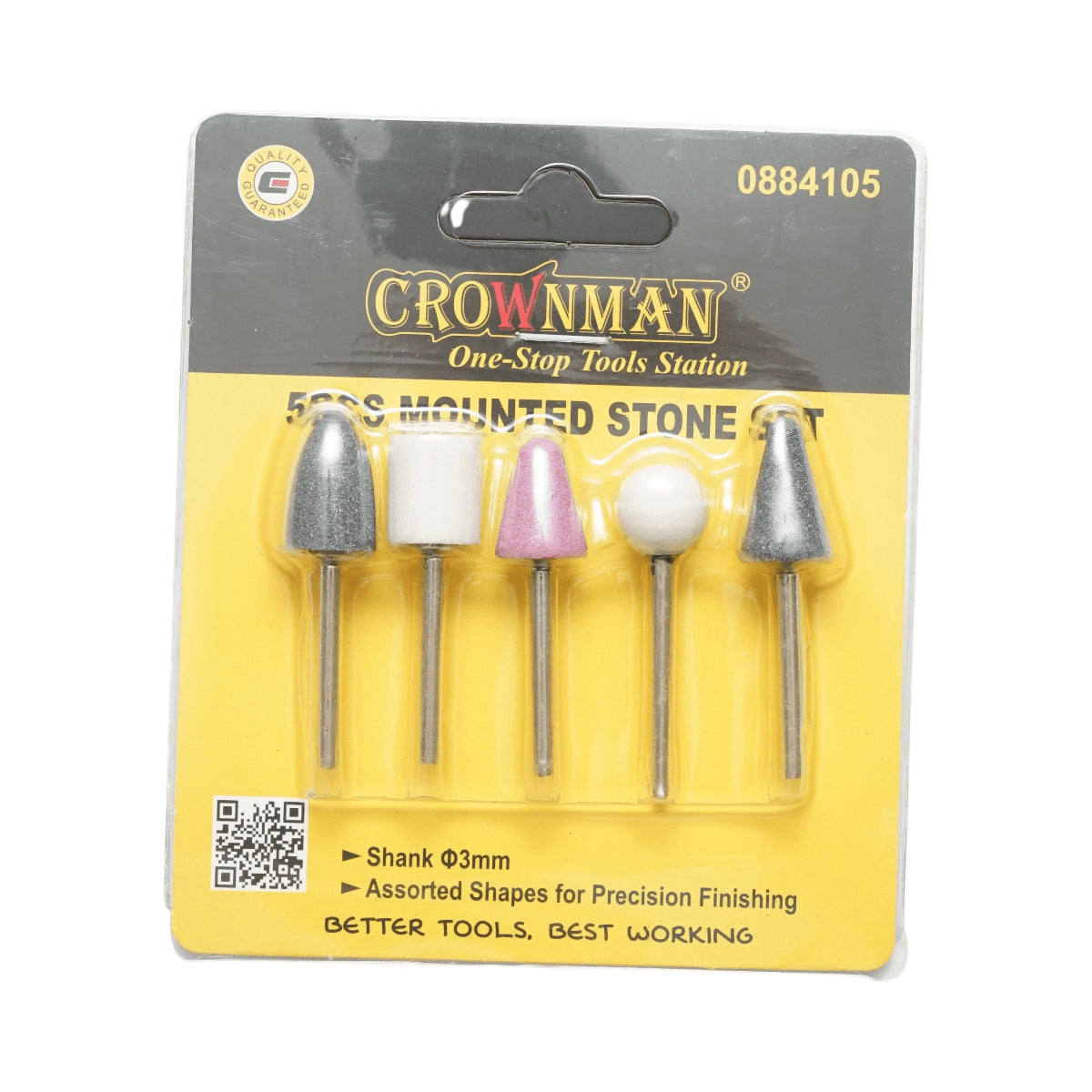 5 darabos csiszolókő készlet 3 mm-es rúddal Crownman