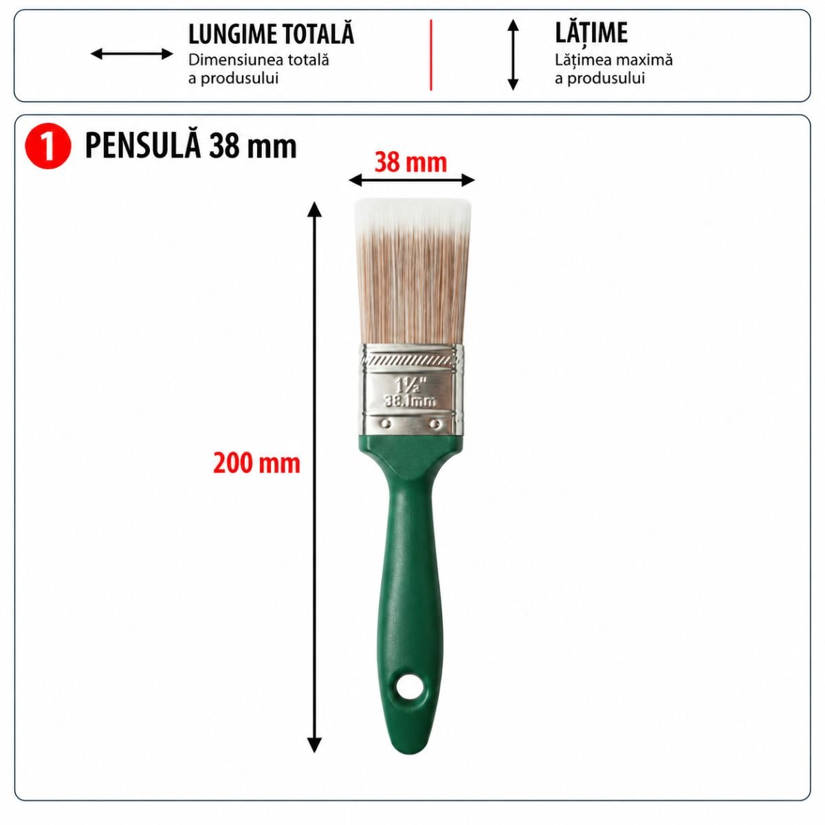 Lapos festőecset 38mm, PET szál, PP nyél Breckner Germany