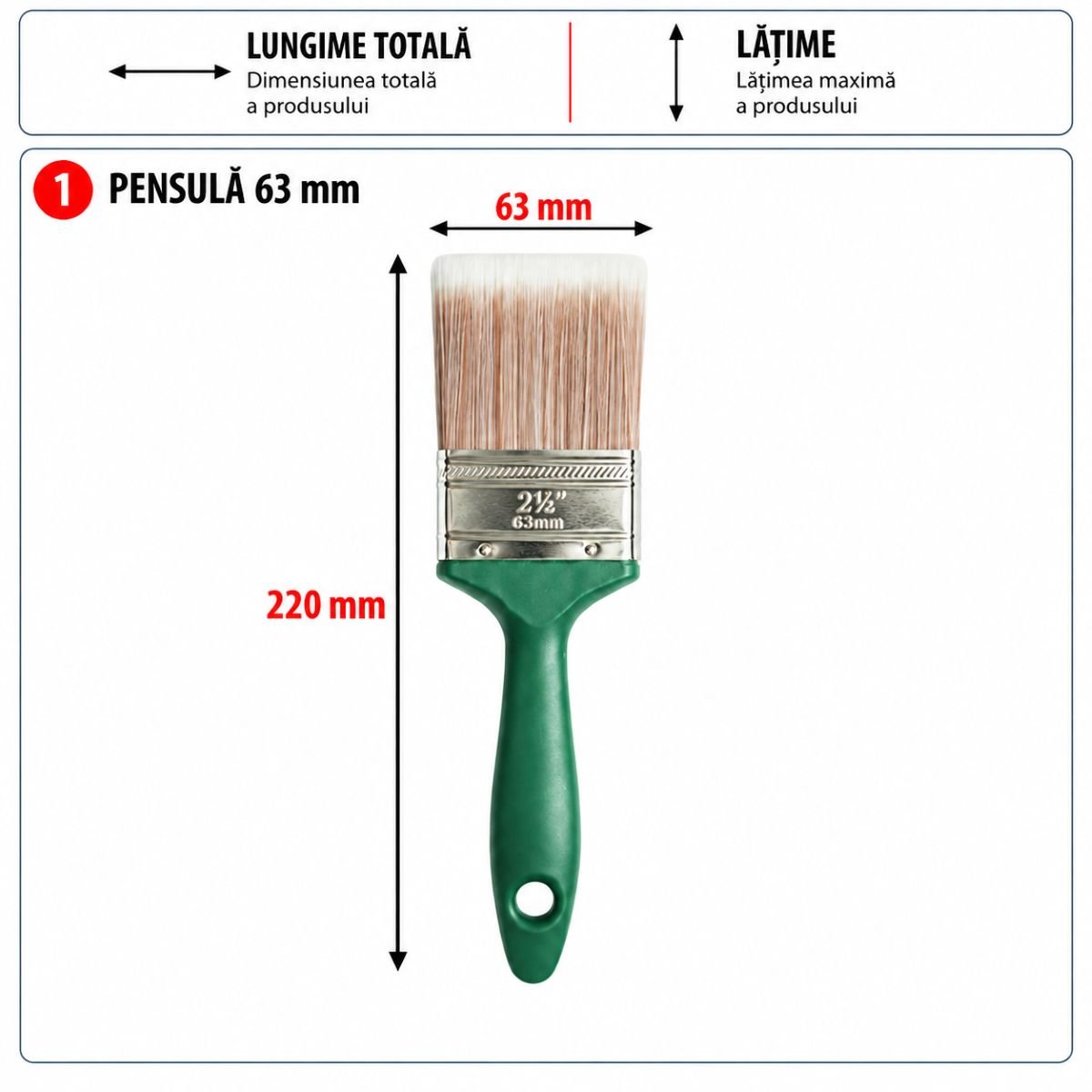 Lapos festőecset 63mm, PET szál, PP nyél Breckner Germany