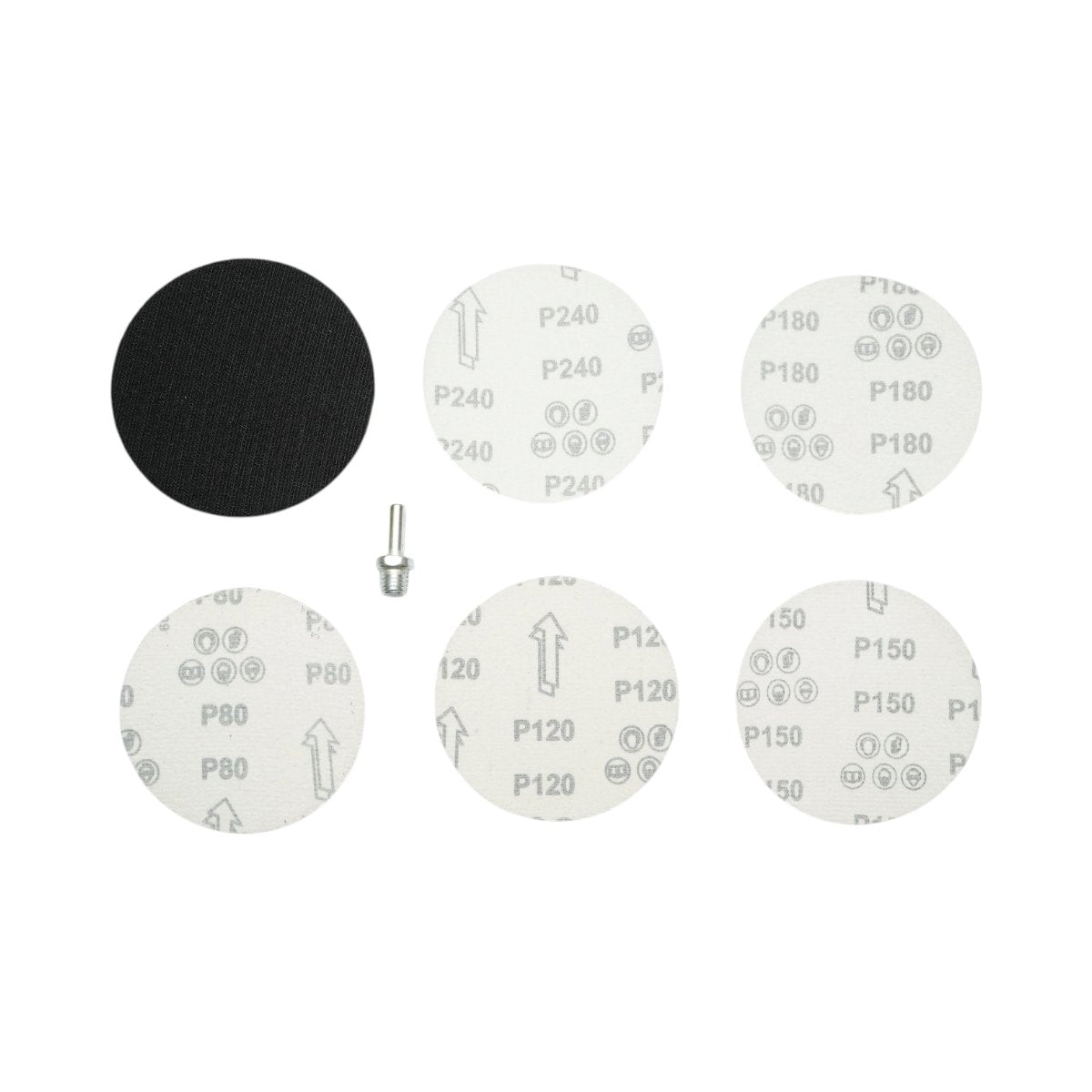 125mm-es Velcro csiszolótárcsa-tartó szett, 5 csiszolótárcsa P80-P240, M14 adapter szöglcsiszolóhoz és fúrógéphez Breckner Germany