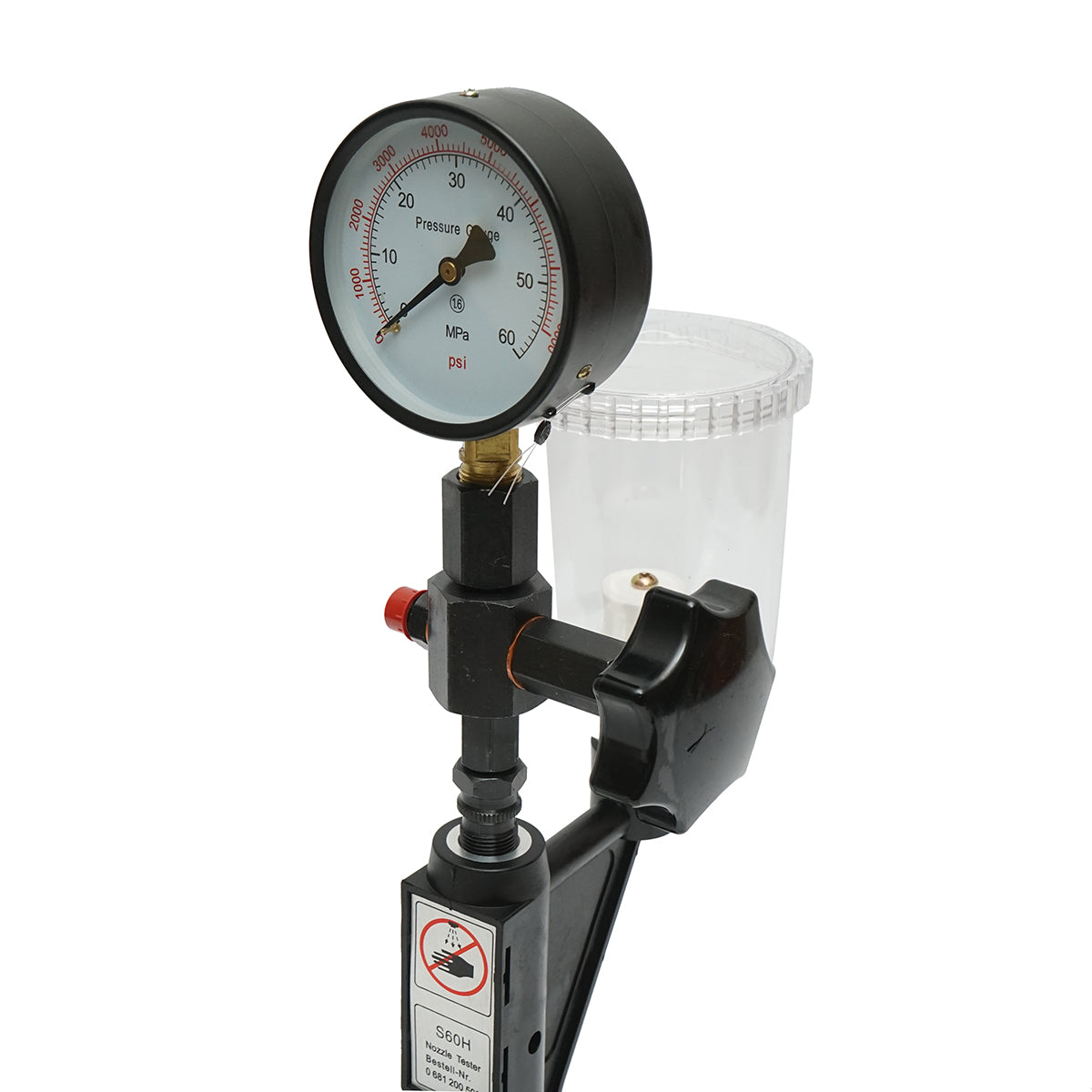 Dízel injektor tesztelő 600 bar, M12, M14 adapter 1 literes tartállyal