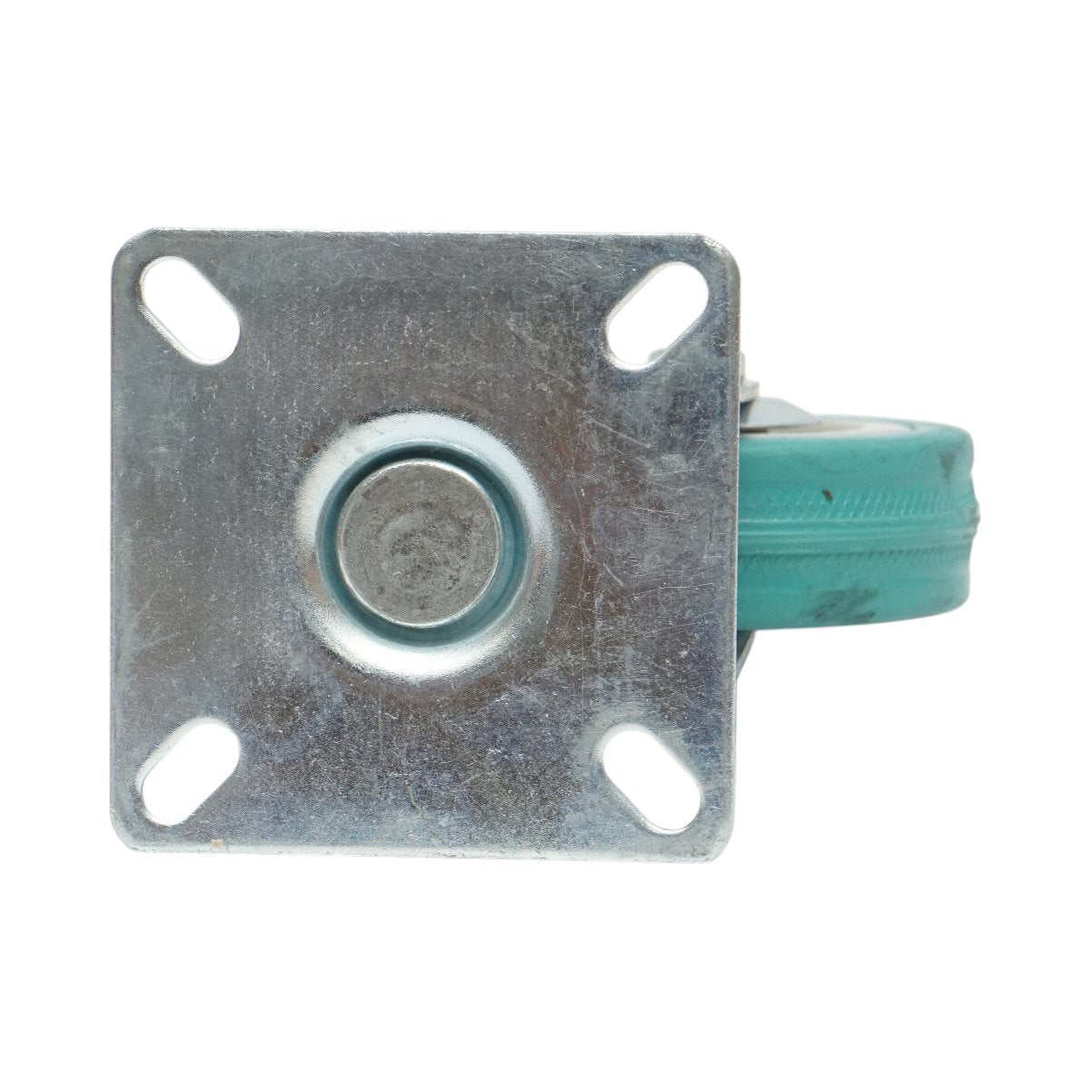 Forgó kerék 65x19mm fék nélkül, kék tömör gumi, acél lemez 65x65mm 35kg