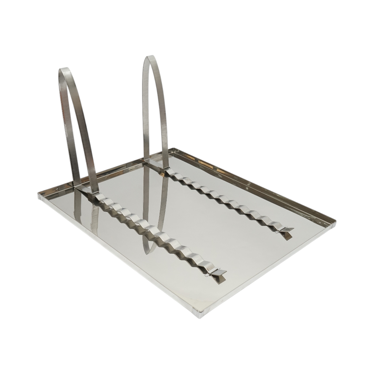 Fedelező tálca állvánnyal , rozsdamentes acél 520x415x110mm