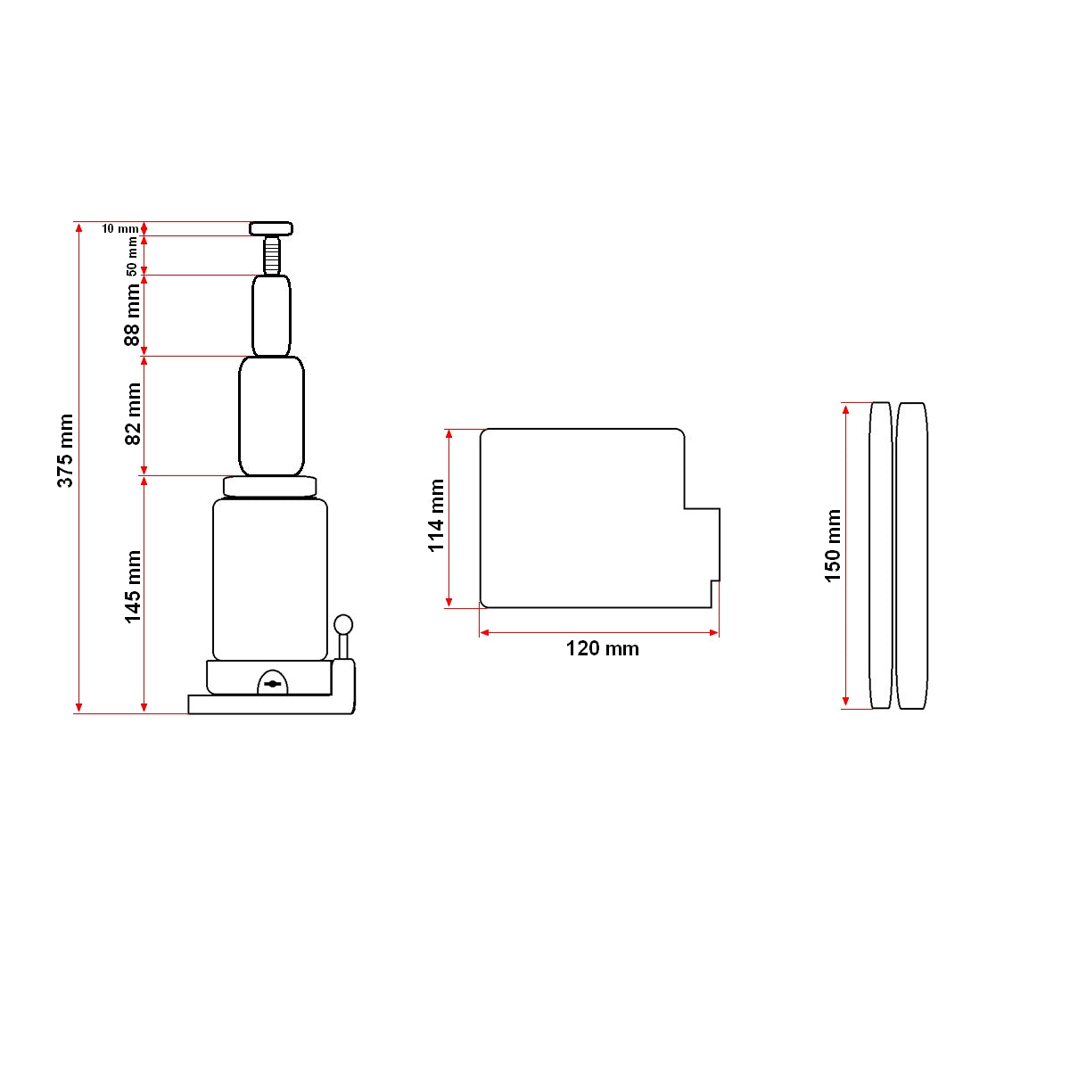 Hidraulikus dupla dugattyús emelő 4 tonna 155mm