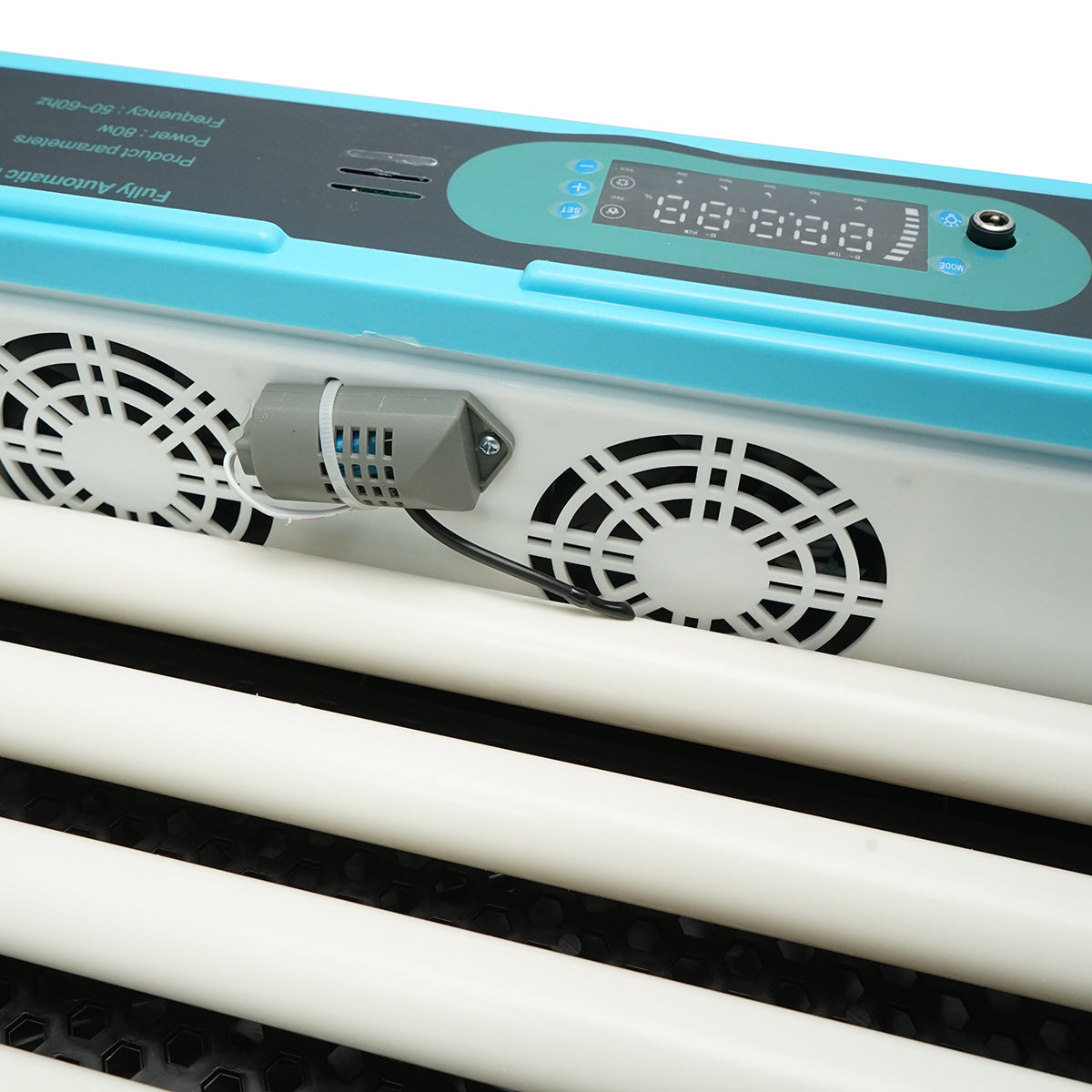Automata inkubátor 36 tojás 80W, 12V-220V, automatikus forgatás, hőmérséklet, páratartalom szabályozás, digitális kijelző