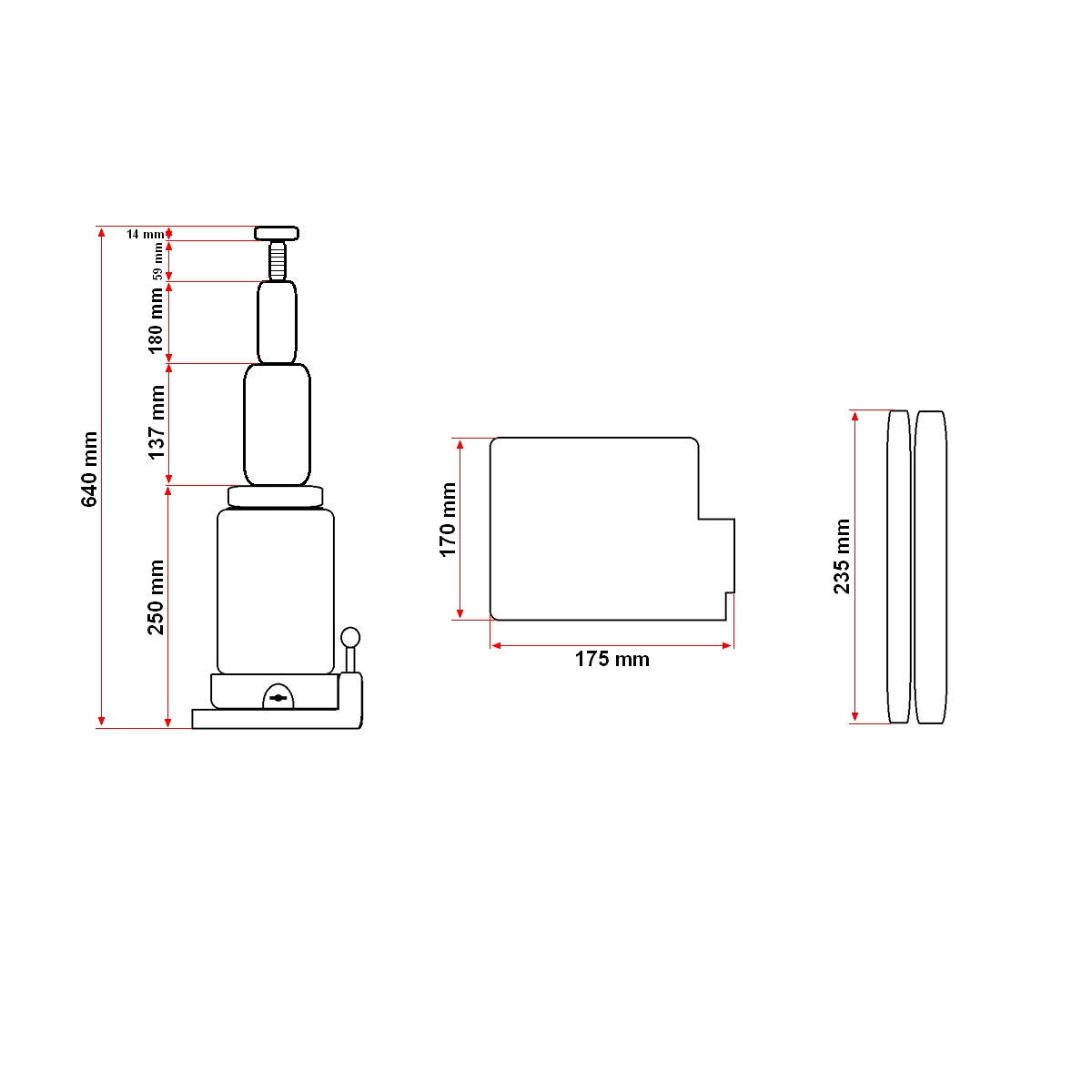 Dupla dugattyús hidraulikus emelő 16 tonna 264mm