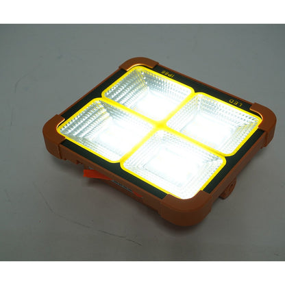 Hordozható LED reflektor 100W napelemes panellel 1.5W, 3600mAh akkumulátor, 6 világítási mód, mágnes, karabiner, USB Power Bank 210x170x55mm Breckner Germany