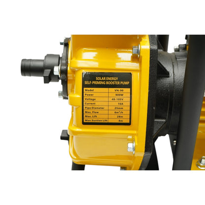 Napelemes önfelszívó automata booster vízpumpa 900W, 48-105V, 1 col, 6 m3/h teljesítmény, 8m szívómélység, 28m szivattyúzási magasság öntözéshez