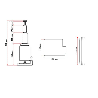 Hidraulikus dupla dugattyús emelő 10 tonna 245mm