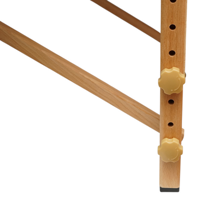 Összecsukható hordozható masszázságy 3 zónás, fa váz, 5cm hab, magasság 55-76cm, krém ökológiai bőr 60x213cm THOR