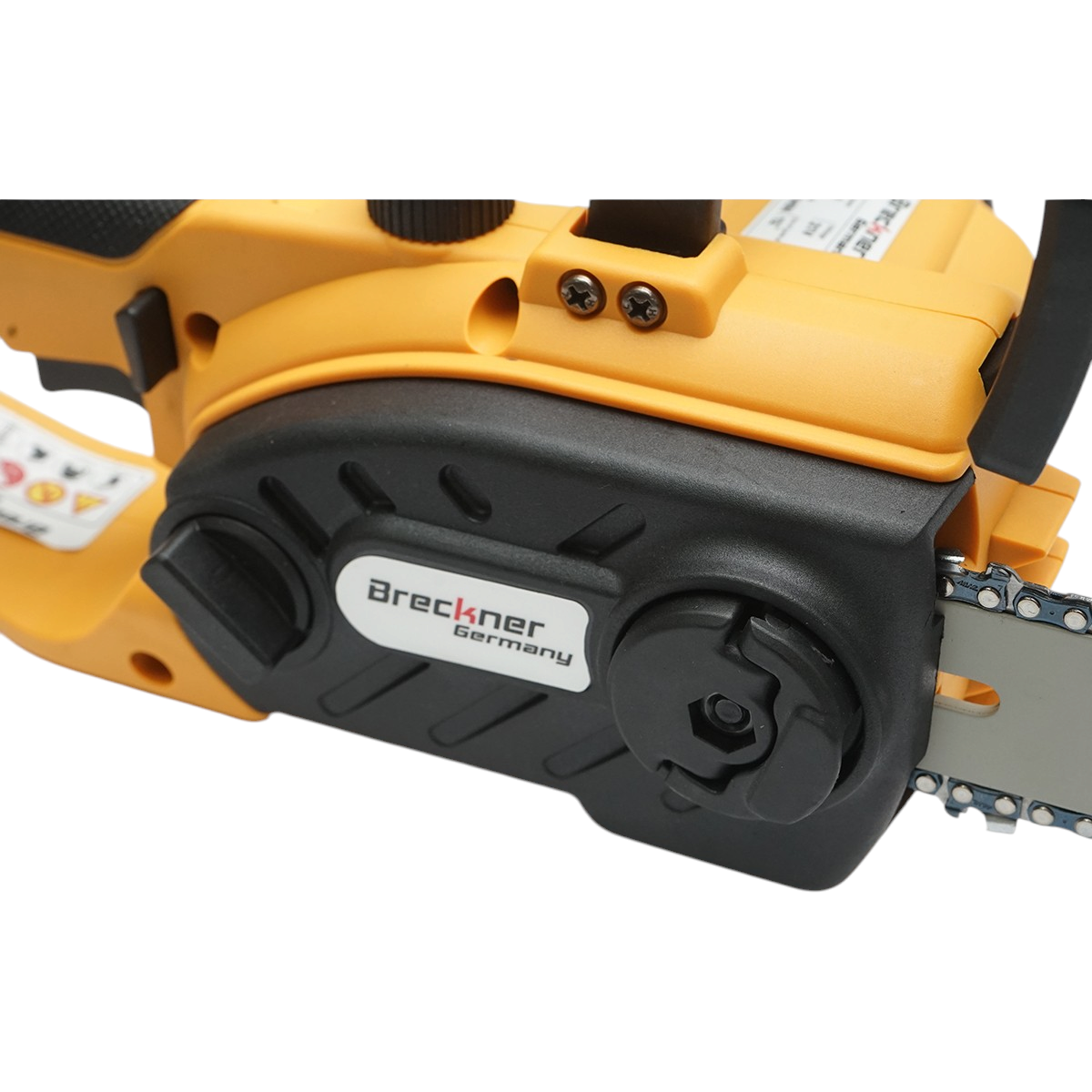 Professzionális elektromos láncfűrész 1060W 2 darab 21V, 6Ah Li-ion akkumulátorral, brushless motor, 12 inch (300mm) lánc Breckner Germany
