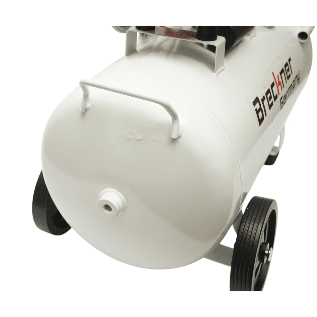 50 literes légkompresszor, 2 hengeres 1,5 kW/2,1 LE motor, maximális nyomás 8 bar, levegőbeömlési térfogat 155 l/perc Breckner Germany