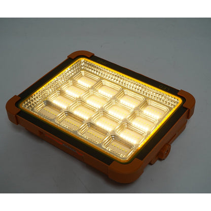 Hordozható LED reflektor 500W napelemes panellel 3W, 12000mAh akkumulátor, 6 világítási mód, mágnes, karabiner, USB Power Bank Breckner Germany