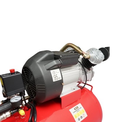 100L légkompresszor, 2 hengeres V motor 2,2KW/2CP, maximális nyomás 8 bar, szívólevegő térfogat 370 L/min THOR