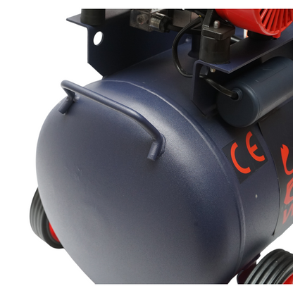 50L olajmentes légkompresszor, csendes, 2 motor 4 hengeres 1.5KW/2CP, maximális nyomás 8 bar, szívólevegő térfogat 170L/min