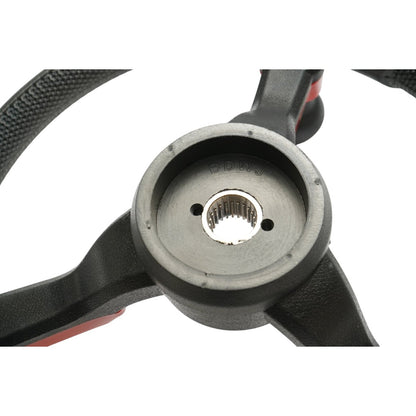 Breckner Germany univerzális traktor kormány 390mm, 25mm rögzítés Z=24, 360 fokos forgó fogantyú, piros-fekete