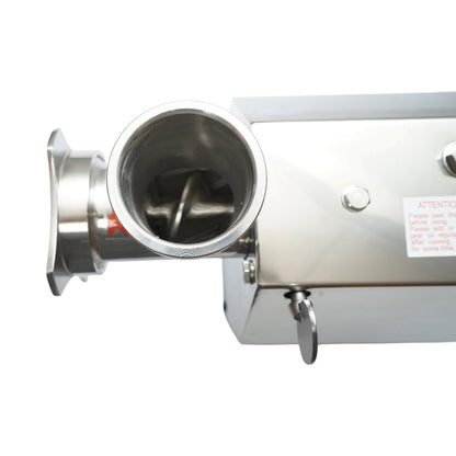 Elektromos húsdaráló rozsdamentes acél 1600W, 220V, 150 kg/h kapacitás, kolbászadapter, 1 szita és 1 kés mellékelve 380x210x415mm