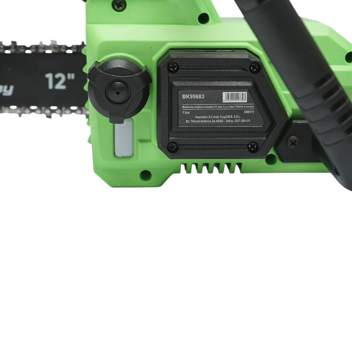 Professzionális elektromos láncfűrész 2 darab 20V, 4Ah Li-ion akkumulátorral, brushless motor, LED digitális kijelző, 12 inch (300mm) lánc Breckner Germany