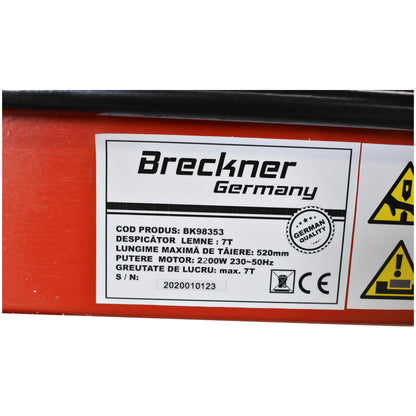 Vízszintes fahasító/rönkhasító 7T 230V 230V 2kW magassági támasszal és védelemmel Breckner Germany