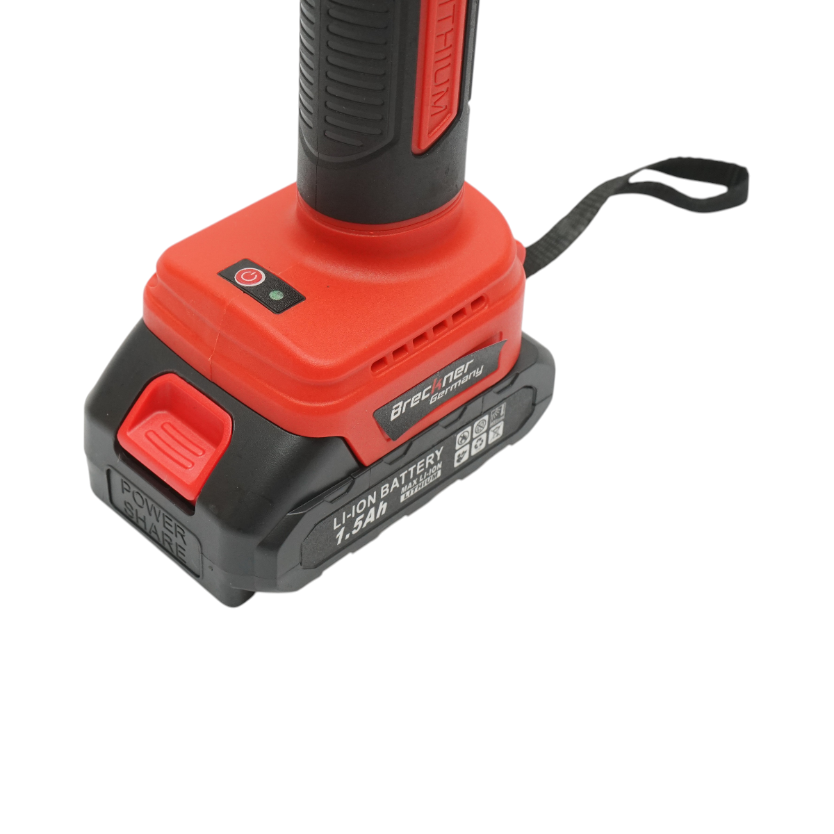 Breckner Germany 36V elektromos kerti olló 2 db 1.5Ah Li-Ion akkumulátorral, 100W, vágási átmérő 0-25mm, biztonsági gomb