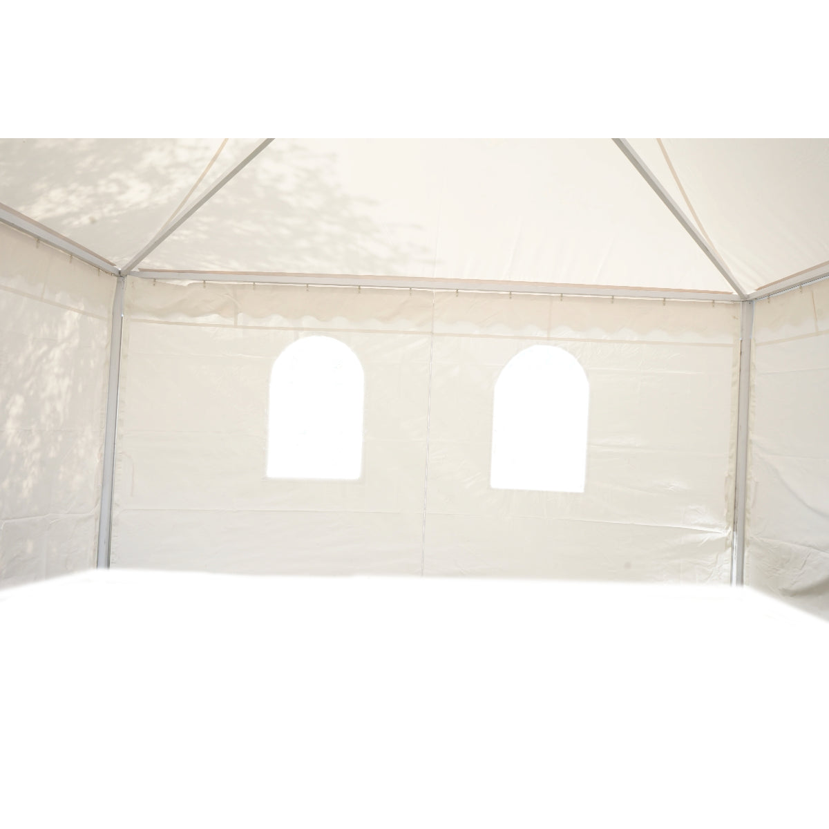 Pagoda típusú eseménysátor pavilon 5x5m, fehér UV-álló vízálló, PVC 750g/m2 tetőzet, acél-alumínium keret 48x48x2.5mm