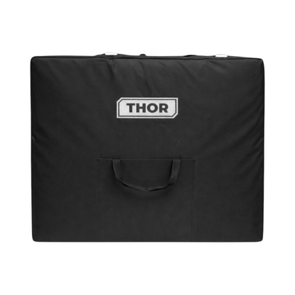 Összecsukható hordozható masszázságy 3 zónás, fa váz, 5cm hab, magasság 55-76cm, krém ökológiai bőr 60x213cm THOR