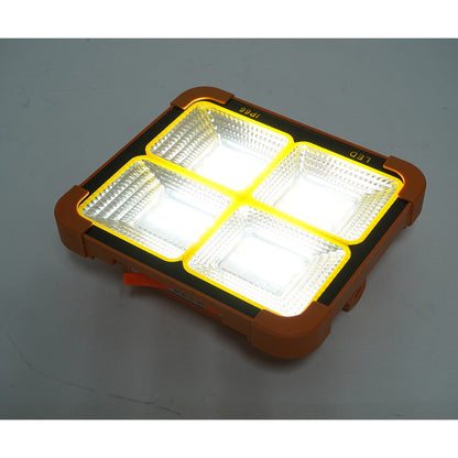 Hordozható LED reflektor 100W napelemes panellel 1.5W, 3600mAh akkumulátor, 6 világítási mód, mágnes, karabiner, USB Power Bank 210x170x55mm Breckner Germany