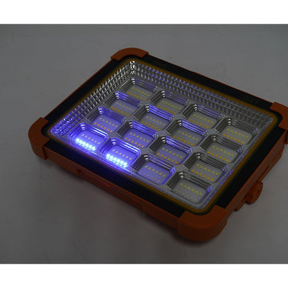 Hordozható LED reflektor 500W napelemes panellel 3W, 12000mAh akkumulátor, 6 világítási mód, mágnes, karabiner, USB Power Bank Breckner Germany