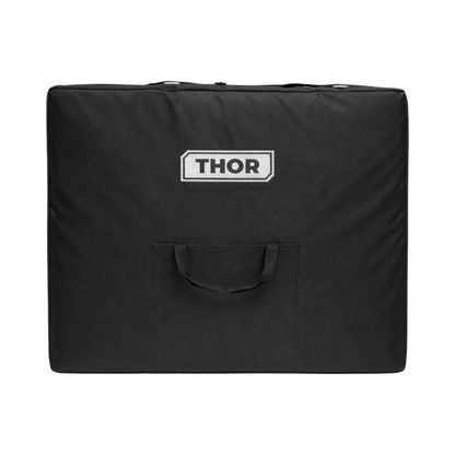 Összecsukható hordozható masszázságy 2 zónás, fa váz, 5cm hab, magasság 55-76cm, burgundy vörös ökológiai bőr 60x213cm THOR